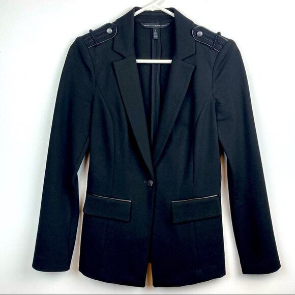 WHBM Leather Trim Ponte Blazer Jacket - Picture 8 of 16